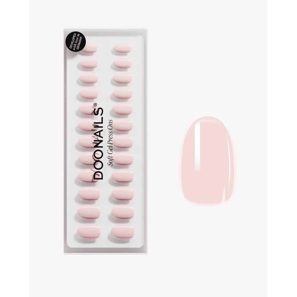 DOONAILS Soft Gel Press Ons Ballerina Short Round Light Pink 30ct HEMA-Free